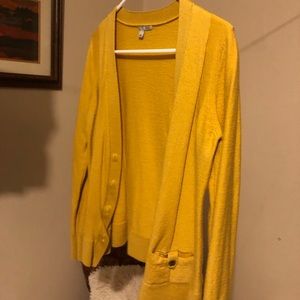 Marigold Yellow Halogen Crewneck Cardigan